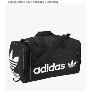 Adidas Santiago Duffel Bag Black White Retro Trefoil Logo Travel Gym Bag NEW